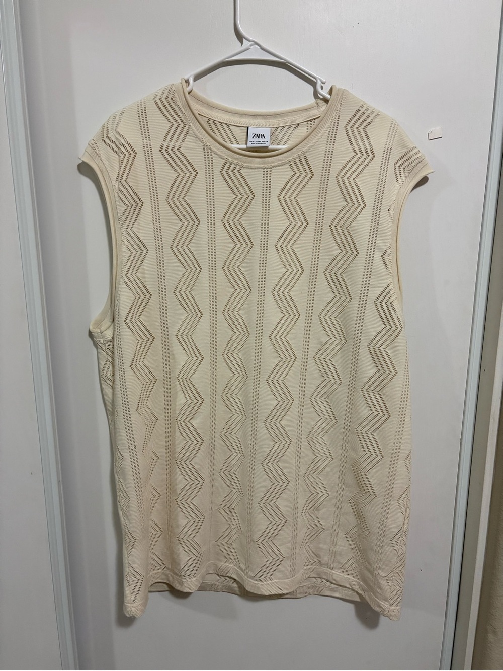 Zara Biege Boho Beach Sheer Knit Muscle Tank XL